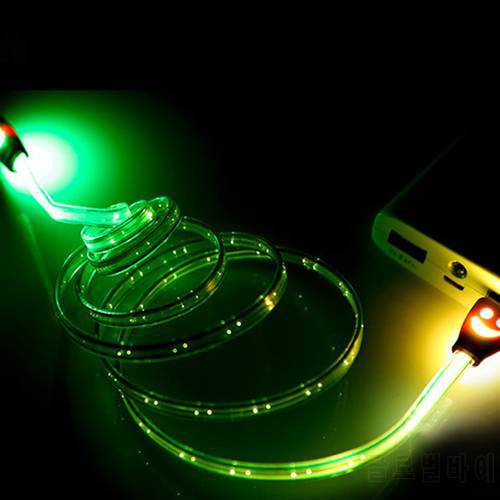 Sovawin Smile Grow LED Micro USB Cable 7 Colors 1M Light Noodle Flat Microusb Charger Cord for Samsung for HTC for Android Phone