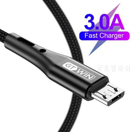 GTWIN 3M Micro USB Cable 3A Fast Charging For Xiaomi 12 11 Redmi Note 6 Pro Android Mobile Phone Charger Data Cable For Samsung