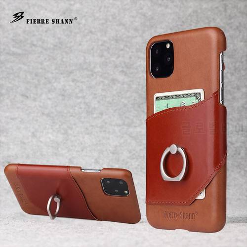 Mixed Colors Fashion Cover For Apple iPhone 11 Pro Max 5.8 6.1 6.5 Genuine Leather Back Phone Case Ring Kickstand