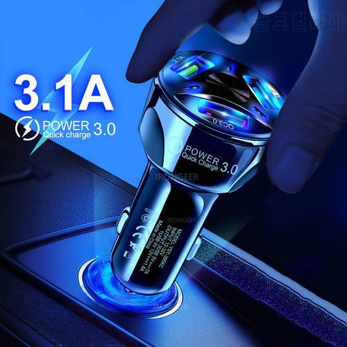 30W 3A Car Charger Quick Charge 3.0 4.0 Universal 3 USB Port Fast Charging Adapter For iPhone Samsung Xiaomi Mobile Phone In Car