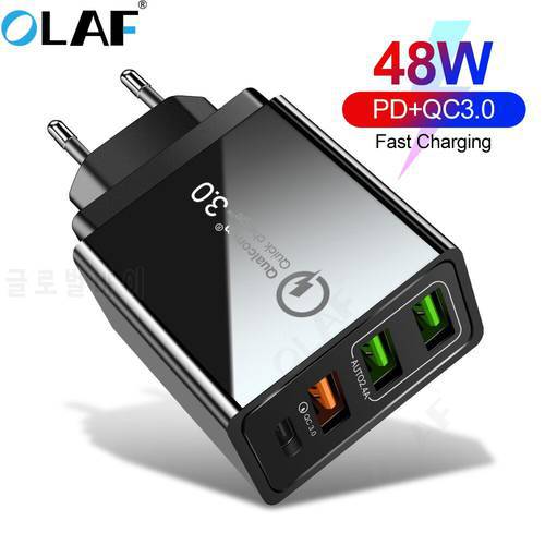 OLAF Quick Charge 4.0 3.0 QC PD Charger 48W QC4.0 QC3.0 USB Type C Fast Charger for iPhone 11 X Xs 8 Xiaomi Phone PD Charger
