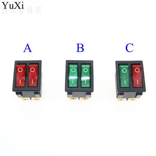 YuXi On-Off KCD4 6Pin Red green double Boat Car Rocker Switch 16A 250V 20A 125V AC Button 6P 31X25mm