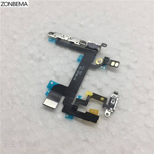 ZONBEMA High quality Power Switch on off volume flex Cable with Metal Bracket Assembly For iPhone 5 5S 5C SE