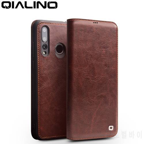 QIALINO Ultra Thin Genuine Leather Phone Cover for Huawei Nova4 Luxury Pure Handmade Card Slot Flip Case for Nova 4 for 6.4 inch