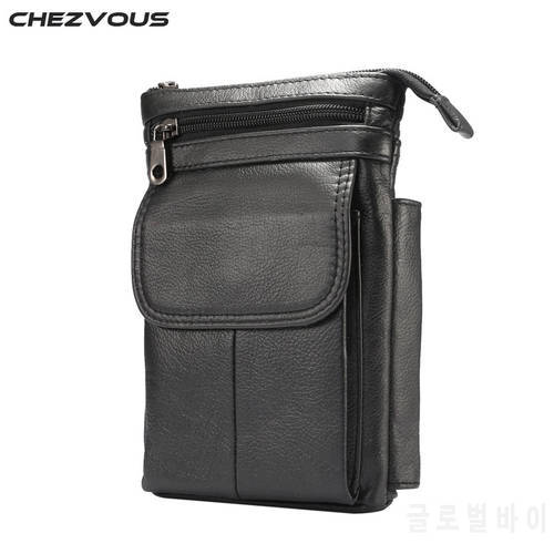 CHEZVOUS Phone Waist Packs for iPhone X 8/8 plus Case Genuine Leather Vintage Traveling Shoulder Bag for Samsung Note 8 S8/plus