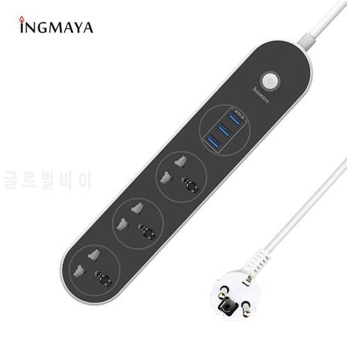INGMAYA Multi USB Port Charger With Power Strip 3 Outlet 2500W Surge Protect For Samsung Huawei Redmi Mi Phone AC Supply Adapter