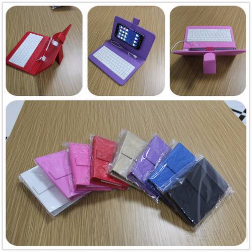Multi color Leather smartphone se case Flip cover wired OTG USB Keyboard for Android Phone xiaomi note meizu huawei samsung