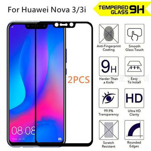 2 Packs Tempered Glass for Huawei Nova 3i Screen Protector 9H on Phone Protective Glass for Huawei Nova 3 Glass