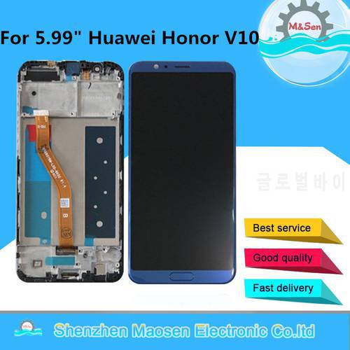 Tested M&Sen For Huawei Honor V10 Honor View 10 LCD Display Screen Touch Digitizer Frame+Home Key Fingerprint BKL-AL20 BKL-AL00