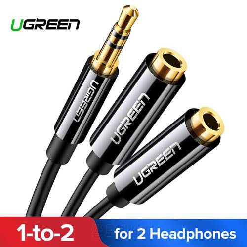 Ugreen Headphone Splitter Audio Cable 3.5mm Male to 2 Female Jack 3.5mm Splitter Adapter Aux Cable for iPhone Samsung MP3 Player