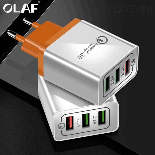 USB Charger Quick Charge 3.0 EU 3 Ports Fast Charging For iPhone Xs Max Samsung S8 S9 Huawei Mate 20 Lite Mobile Phone Chargers