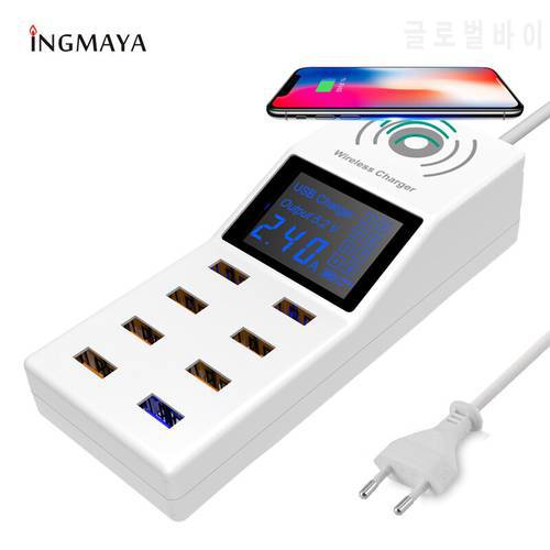 INGMAYA Qi Wireless Charger Multi Port USB Quick Charge 3.0 Fast Charging Station For iPhone 8 X Samsung S10 S9 Redmi Mi Adapter