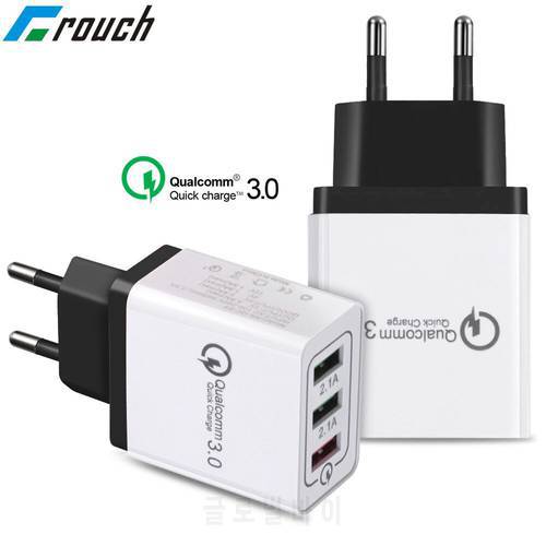 Quick Charge QC 3.0 18W 3 Ports USB Charger For iphone 7 8 XR MAX iPad Samsung S8 Huawei Xiaomi Fast Charger QC3.0 EU/US Plug
