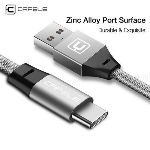 Cafele Type C Cable Fast Charging USB Type-C for Huawei P20 Xiaomi Samsung S9 S8 OnePlus 5 Data sync Textile Braid Type C Cable
