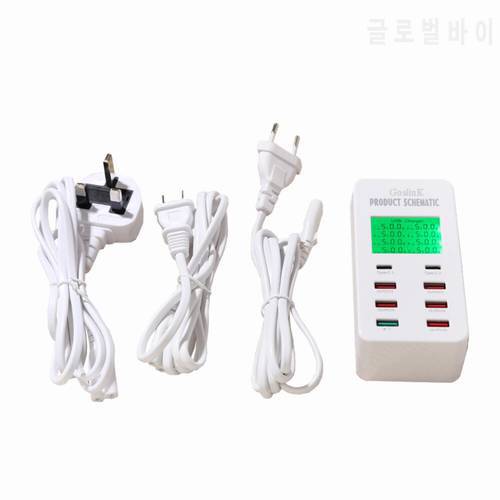 35 W 8 Port Mobile Phone Charger Type-C/USB Fast Charger for EU/US/UK Plug for iphone/Samsung/xiaomi/Huawei android Devices