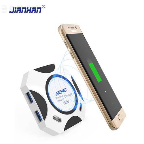 JianHan Qi Wireless Charger 10W 5V 2A Fast Wireless Charging USB type C Hub for Samsung Galaxy S8 S6 S7 Edge Note4