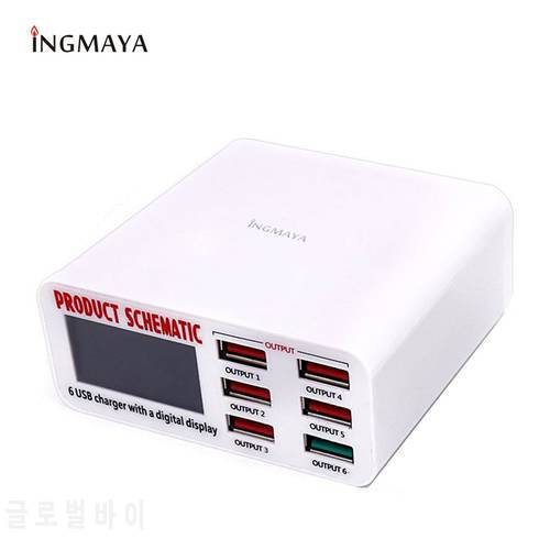 INGMAYA Multi Port Charger 6 USB Quick Charge 3.0 LCD Show Fast Charging For iPhone iPad Samsung Huawei Nexus Redmi Power Supply