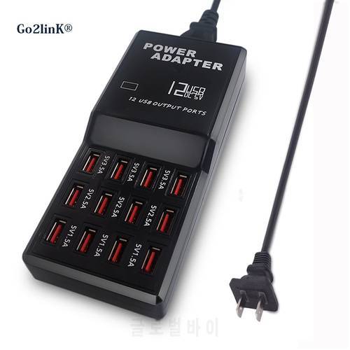 Go2linK USB Charger Universal Quick Charge 2.0 60W Fast Mobile Phone 12 Port USB Charger for Samsung S8 Huawei Mate P10 LG