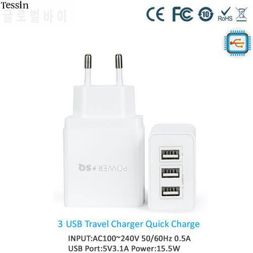 USB Charger 3 Port Quick Charge For IPhone 5S SE 6 6S 7 Plus Samsung Huawei LG Sony Phone Charging Wall Adapter