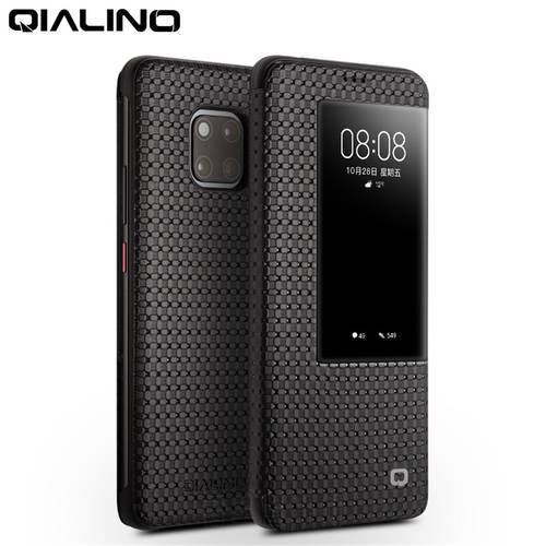 QIALINO Fashion Genuine Leather Flip Case for Huawei Mate 20 Stylish Business Ultra Slim Smart View Phone Cover for Mate20 Pro