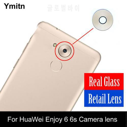 New Ymitn Housing Retail Back Rear Camera glass lens with Adhesives For HuaWei Enjoy 6 6s
