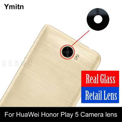 New Ymitn Housing Retail Back Rear Camera glass lens with Adhesives For HuaWei Honor Play 5 CUN-AL00/TL00