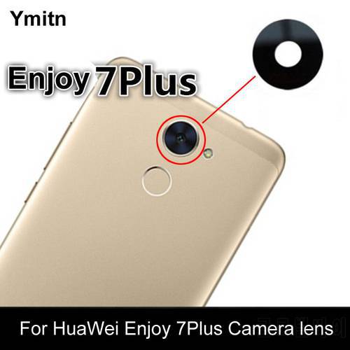 New Ymitn Housing Retail Back Rear Camera glass lens with Adhesives For HuaWei Enjoy 7 Plus 7Plus TRT-AL00A