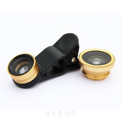 GULYNN Fish Eye + Wide Angle +Micro Lens Camera for iphone 8 X 7 for huawei Mate 10 for LG 3 in1 Universal mobile phone lens