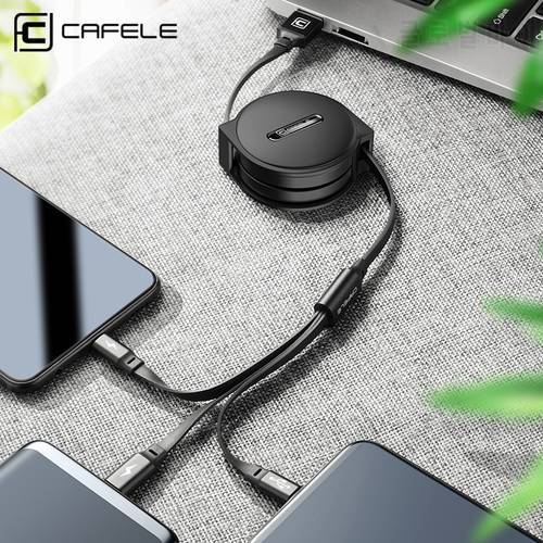 Cafele USB cable Xiaomi 3 in 1 Micro Type-c for iPhone Charger Cable Portable Retractable Fast Charging for Huawei charger cable