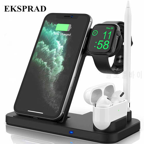 4 in 1 Wireless Charger Pad Stand 10W Fast Charging for iPhone 11/11pro/X/XS/XR/Xs Max for Apple iWatch 5/4/3/2/1 AirPods Pencil