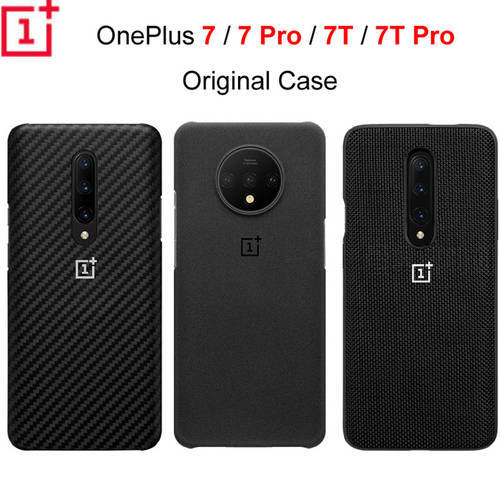 Original Official OnePlus 7 Pro 7T 7 7T Pro Protective Case Karbon Carbon Sandstone Nylon Bumper Silicon Case Back Cover Shell