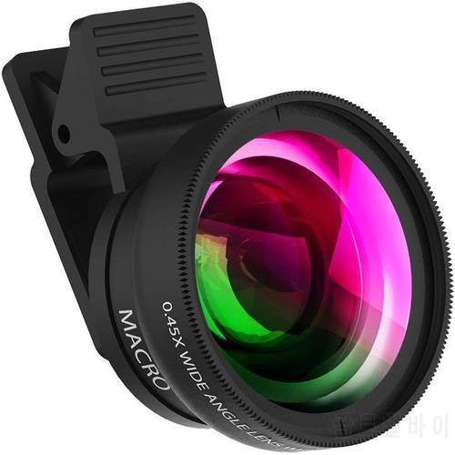 new4K HD Super 12.5X Macro Lens for Smartphone Anti-Distortion 0.45X Wide Angle Lens Optical Glass Mobile Phone Camera Lente Kit