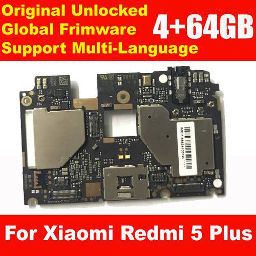 Original Unlocked Mainboard For Xiaomi Redmi 5 Plus 4GB 64GB ROM Full Chips Circuits Card Fee Motherboard Global Frimware 5plus