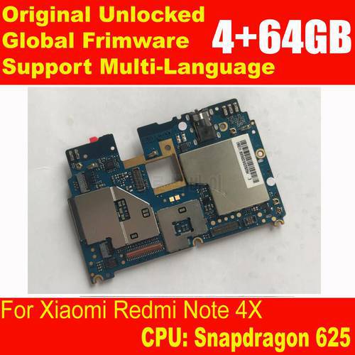 Original Working MainBoard For Xiaomi Redmi Note 4X note 4 Global Version 4+64GB Snapdragon 625 MotherBoard Frimware MIUI Note4X