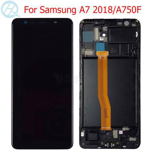 Original A7 2018 AMOLED LCD For Samsung Galaxy A7 2018 A750 Display With Frame 6.0