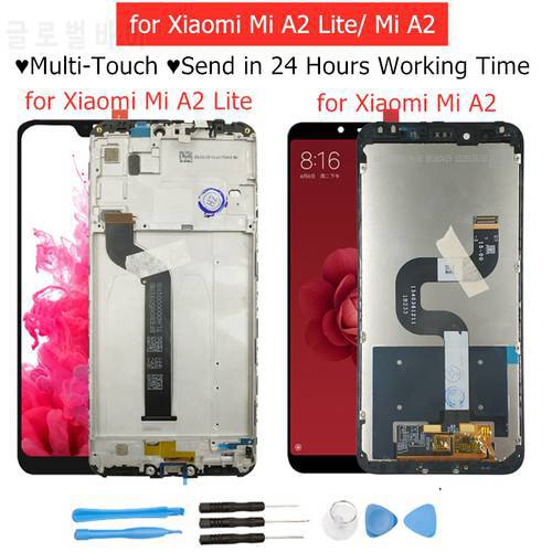 100% New for Xiaomi Mi A2 Lite/ Mi A2 LCD Display Screen Touch + Frame Assembly LCD Display Touch Screen Repair Spare Parts