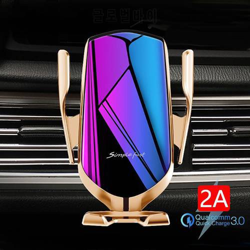 KISSCASS Automatic Clamping Car Wireless Charger For iPhone 12 11 Samsung S20 Xiaomi 10 Infrared Sensor Car Phone Holder Charger