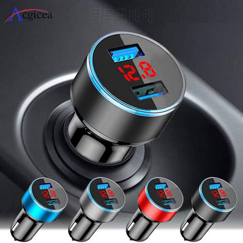 Mini USB Car Charger For iPhone XR 11 Fast Car Phone Chargers Fast Charging With LED Display 3.1A Dual USB Phone Charger in car