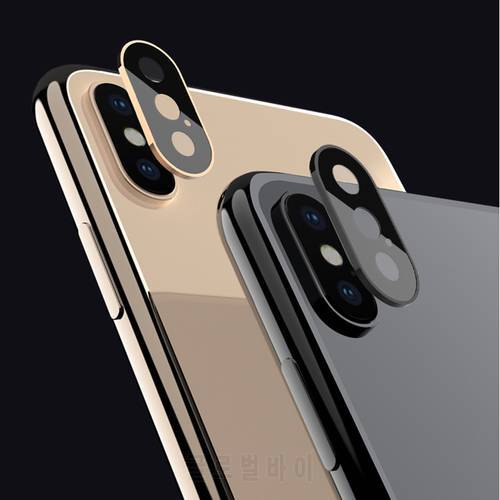 for iPhone X XS XSMax Rear Camera Lens Protector Tempered Glass with Metal Frame Ring Back Camera Lens Screen Protector Parts