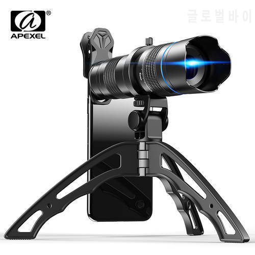 APEXEL 20X-40X Adjustable Zoom Telescope Lens Phone Camera Telephoto Mobile Lens Kit 2in1 Monocular+Selfie Tripod with remote