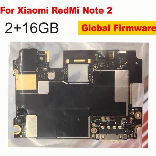 Global Frimware Mainboard For Xiaomi Redmi Note 2 16GB Note2 Motherboard Unlocked With Chips Circuits Flex Cable with google app