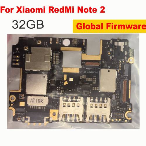 Global Frimware Mainboard For Xiaomi Redmi Note 2 32GB Note2 Motherboard Unlocked With Chips Circuits Flex Cable with google