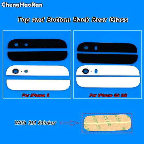 ChengHaoRan 1Set Back Cover Glass Rear Housing For iPhone 5 5S SE Assemble Housing Top Bottom Camera Flash Lens+3M Sticker