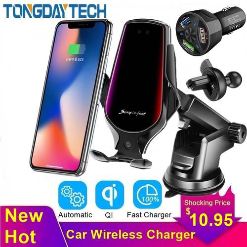 Tongdaytech 15W Magnetic Car Fast Wireless Charger for iPhone 7 8 XS 11 12 Pro Max Carregador Sem Fio For Samsung S10 S9 S8 Plus