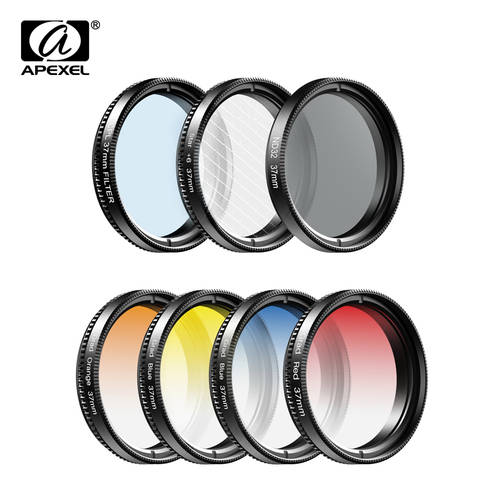 APEXEL camera Phone Lens Kit 0.45x wide+37mm Graduated Red Blue Filters+CPL ND32+Star Filter for iPhone huawei all Smartphones