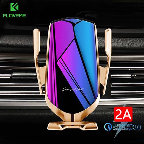 FLOVEME Automatic Clamping 10W Car Wireless Charger for iPhone XS 11 Pro Samsung Xiaomi Infrared Sensor Car Phone Holder Charger