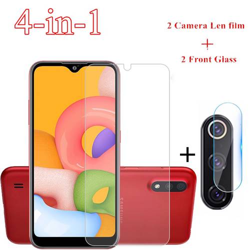 2PCS Glass For Samsung Galaxy A01 Tempered Glass For Samsung A01 Screen Protector Phone Protective Glass Film Camera Lens Film