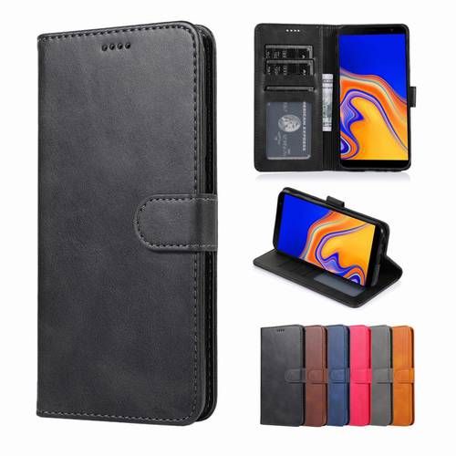 Cover Case For Samsung Galaxy J4 J6 Plus Luxury Magnet Closure Flip Stand Wallet Leather Phone Bag For Samusng J 4 6 J4plus Case