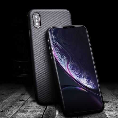 Qialino Brand Full Edge Carbon Fibre + Soft TPU Silicone Back Cover For iPhone X XR XS Max Cheap Durable Phone Case For iPhoneX