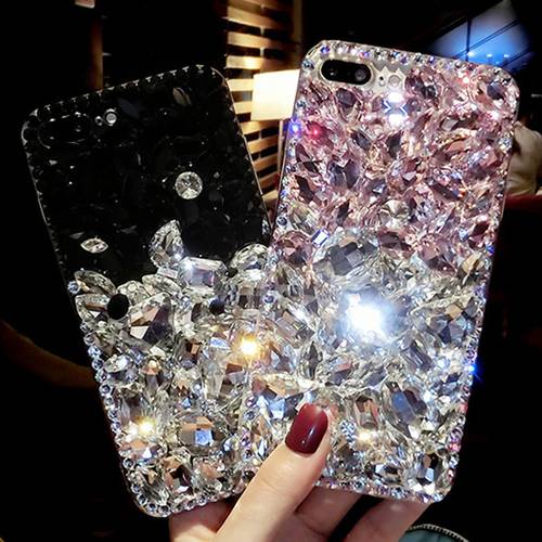 Rhinestone Case Diamond Bling Pink Phone Cover coque for Samsung Galaxy A10 A20 A30 A40 A50 A70 A10S A20S A30S A40S A50S A70S